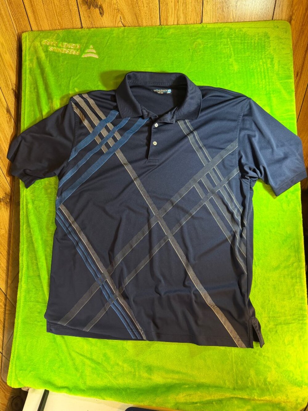 Callaway Navy Blue Plaid Short Sleeve Polo Shirt Size XL